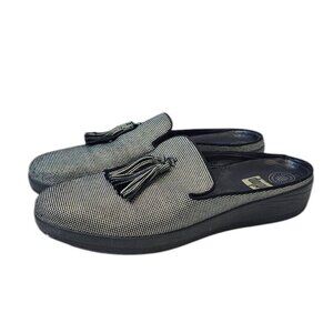 Fitflop Womens Houndstooth Print Superskate Slip On Tassel Mules, Comfort, Sz 10